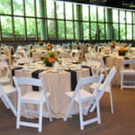 Tables setup for an event in the Ford Conference Room.