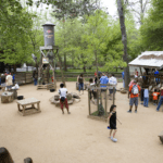 Guests explore the petting zoo.