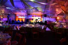 An extravagantly decorated event under the Ford Pavilion.