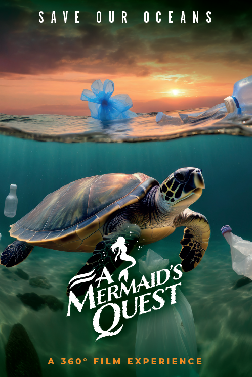 Wild Explorer: Virtual Reality Experiences 4 a turtle swimming under water with plastic bottles in the ocean