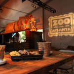 A special event space in Ford Pavilion set up for a barbecue