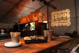 A special event space in Ford Pavilion set up for a barbecue