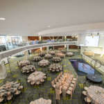 Tables are set up in the Carlos ballroom as it is set up for a wedding event.