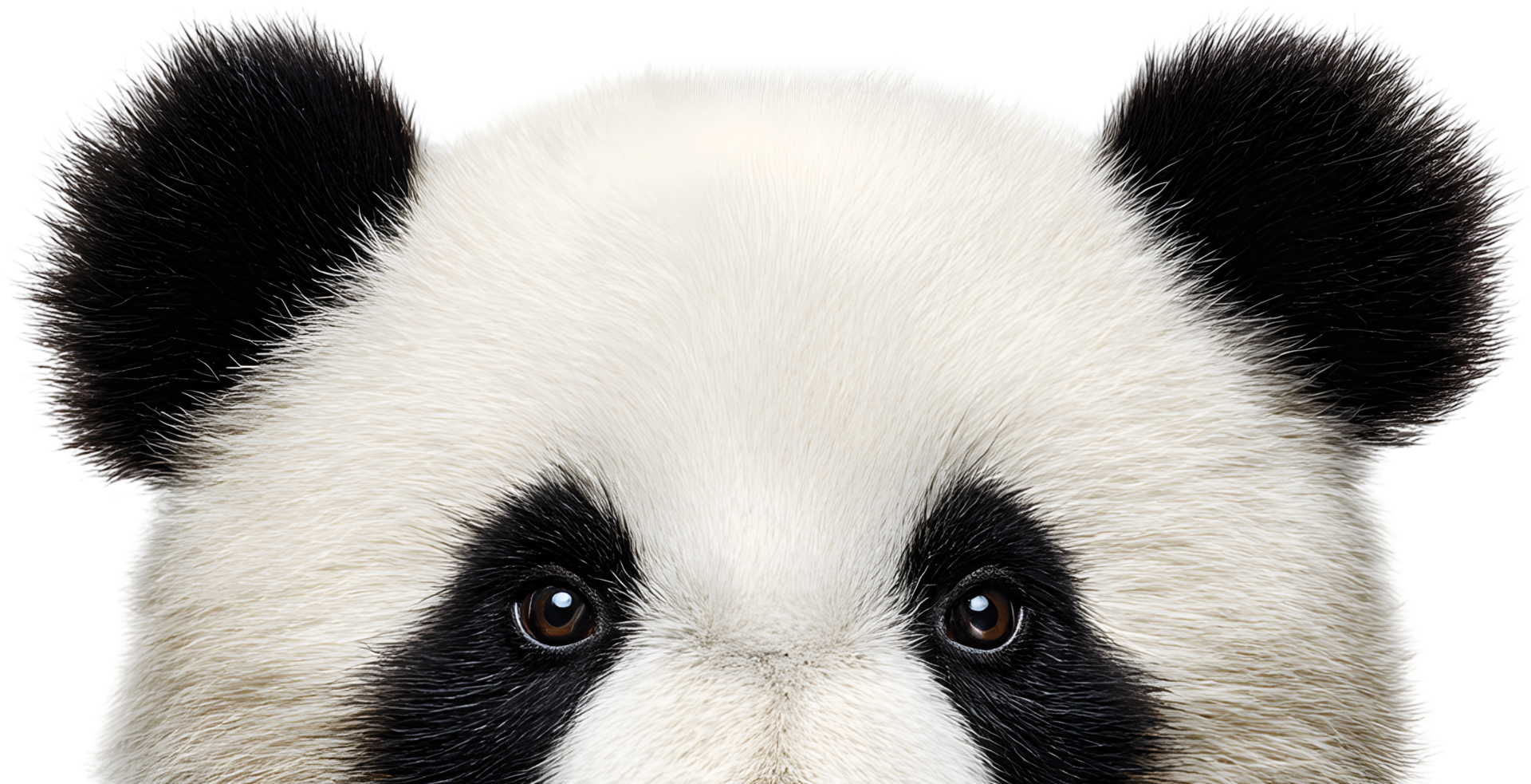 Giant panda peering over the edge of the frame